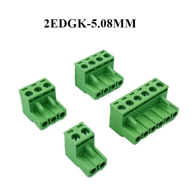 5Pcs Plug-in Wiring Plug 2EDGK-5.08mm Pitch PCB Copper Flame Retardant Terminal Green Connector 2P 3P 4P 5P 6P 7P 8P 9P 10P - 24