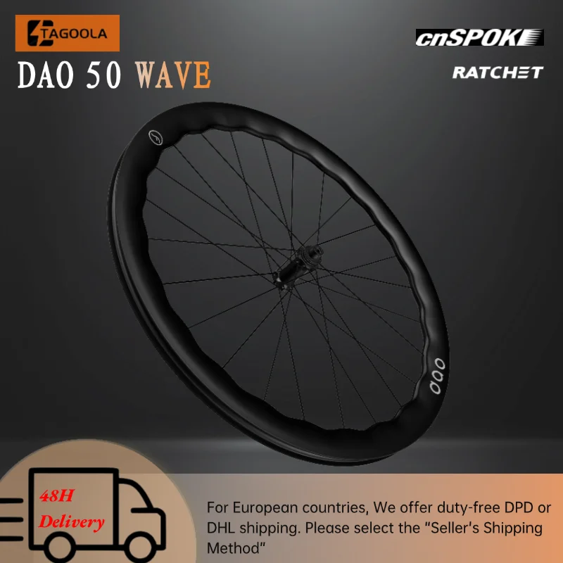 TAGOOLA-Jeu de roues de vélo de route en carbone WAVE DAO50, frein à disque large de 23mm, système à cliquet, verrouillage central du moyeu 36T, roues de vélo de course sur route