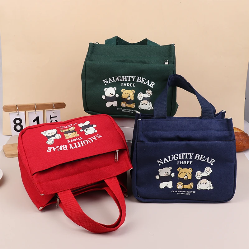 

Cartoon Cute Printed Pattern Canvas Versatile Handbag Office Worker Lunch Bag Tote Bag Portable Outdoor Office Food Bags