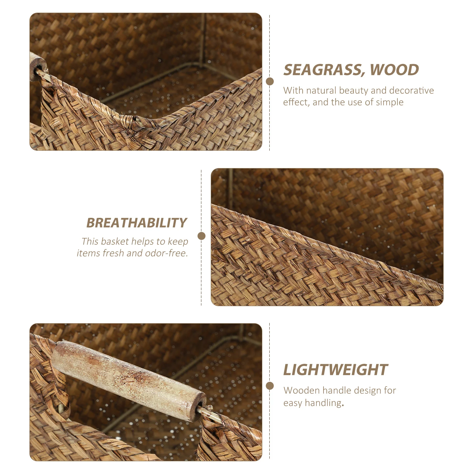

Bamboo Weaving Storage Basket Seagrass Desktop Organizer For Home Office Bedroom Multi-Functional Sundry Holder
