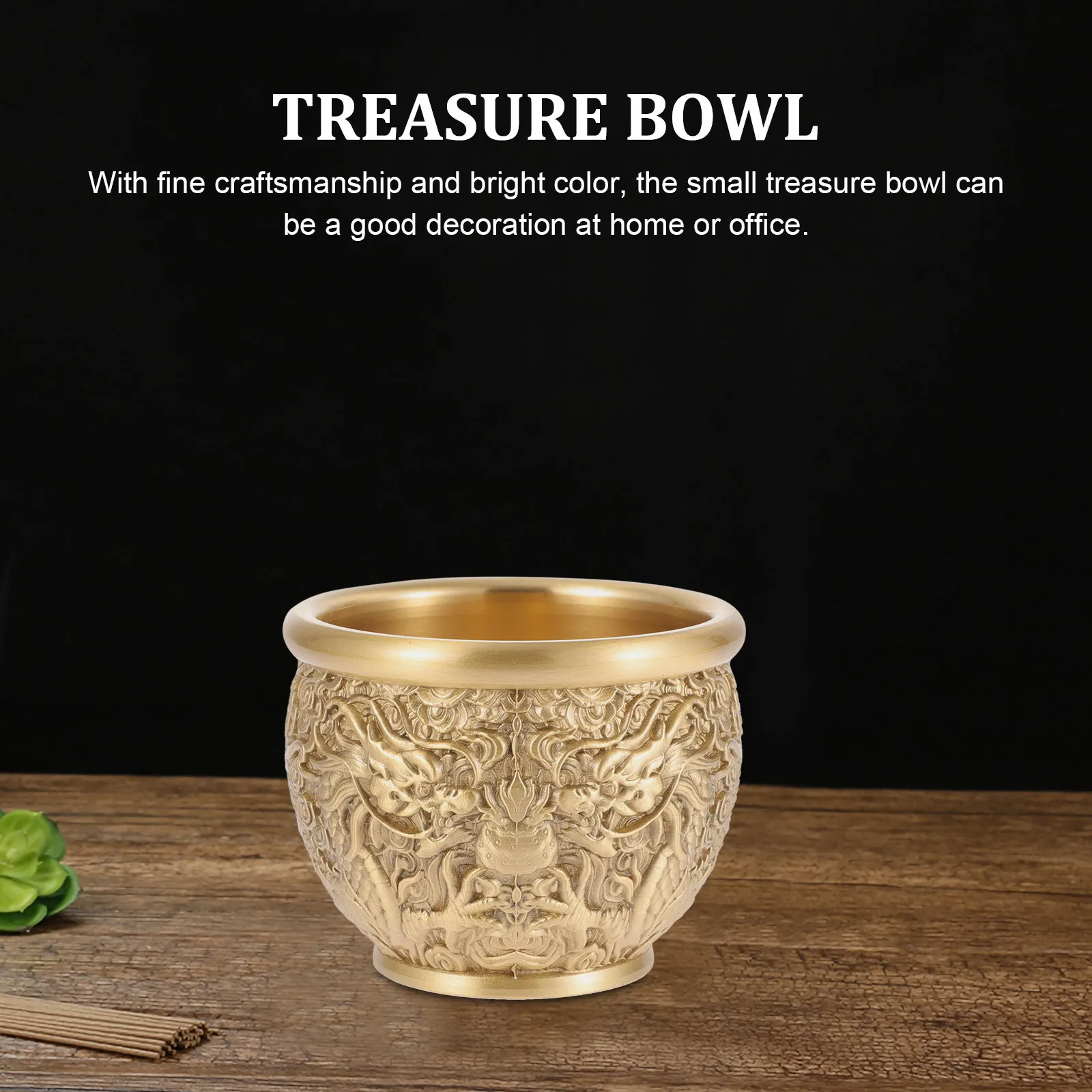 

Treasure Basin Gold Brass Small Treasure Bowl Chinese Style Desktop Decoration Fortune Offering Bowl Wealth Basin Tabletop