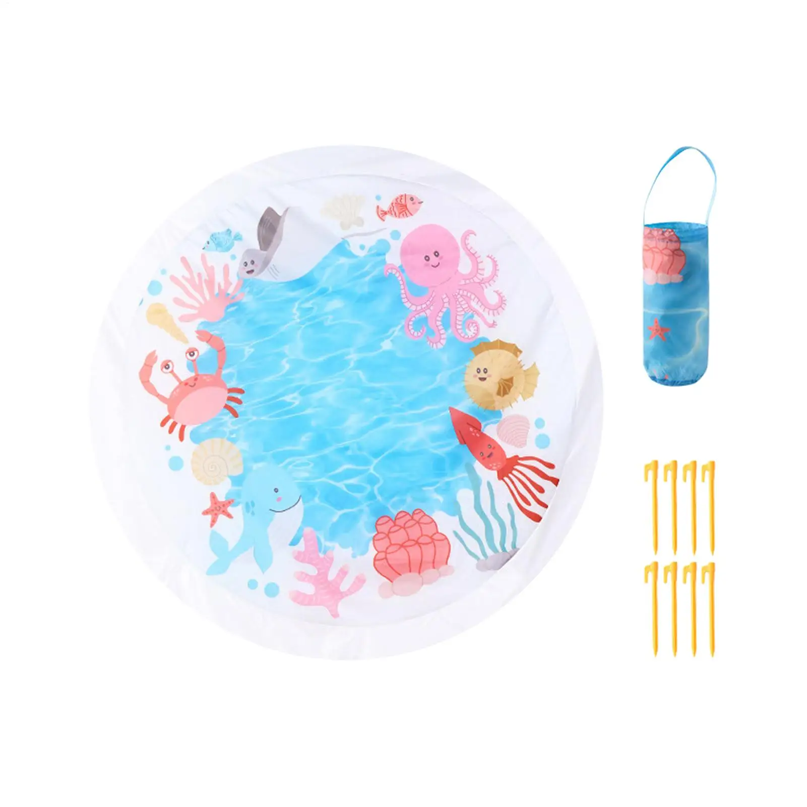 Portable 2 in 1 Baby Water Paddling Pool 140cm Foldable Water Play Mat for Kids Outdoor Beach Camping Travel Activities