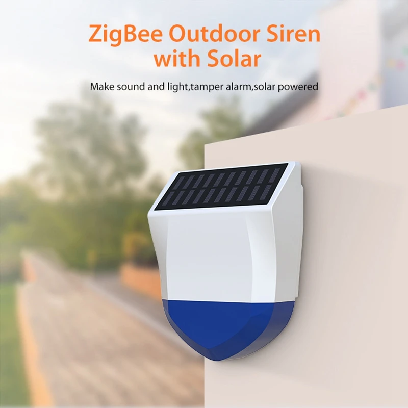 Juego de alarmas solares a prueba de lluvia, alarmas de sonido y luz ABS, alarma de sonido y luz Zigbee, 1 Juego
