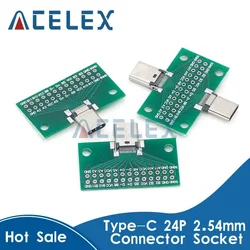 Type-C Male to Female USB 3.1 Test PCB Board Adapter Type C 24P 2.54mm Connector Socket For Data Line Wire Cable Transfer