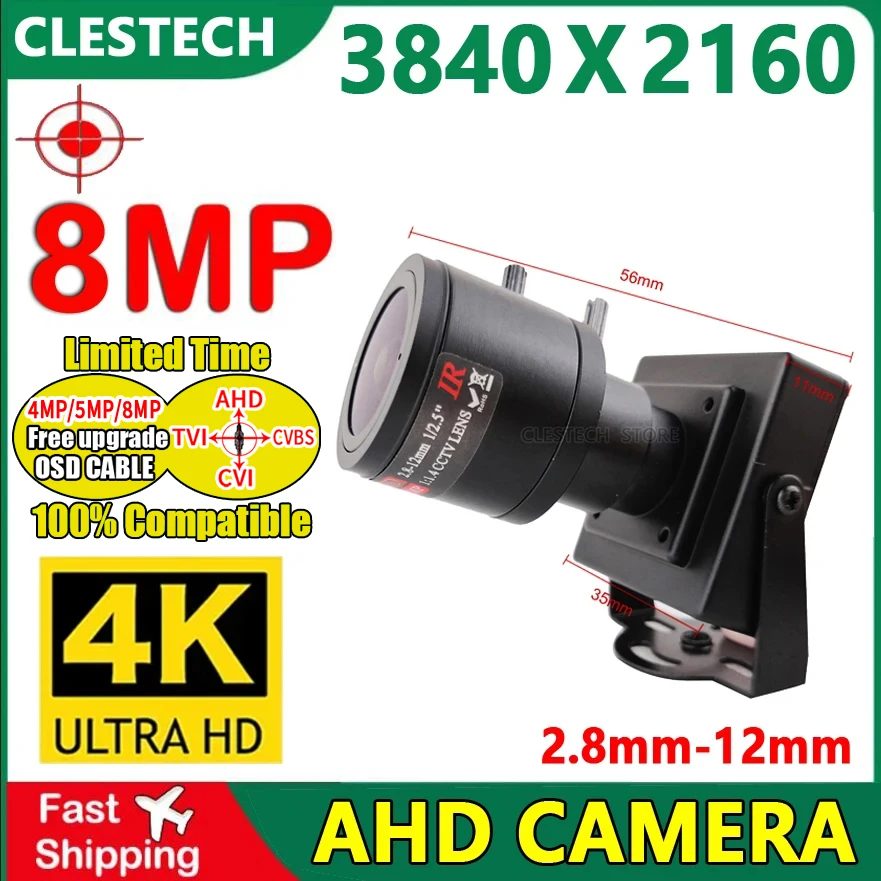 4k 8mpズーム,2.8mm-12mm,手動フォーカス,cctv,ミニカメラ,5mp,h.265,マイクロ650,金属フィルター,ブラケット