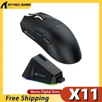 Attack Shark X11 Mouse Lightweight Paw3311 E-Sports Game Three-Mode Wireless Bluetooth Mouse Charging Rgb Base Ergonomics