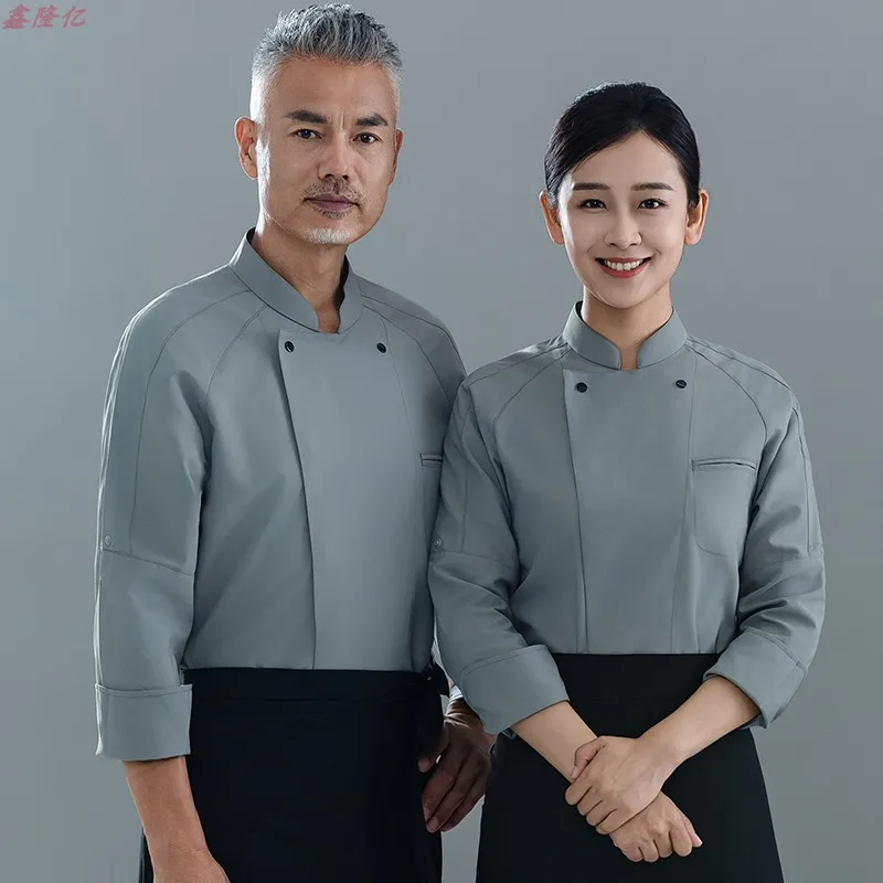 Uniforme de travail de cuisine de Restaurant de restauration, uniforme de Chef blanc d'automne à manches longues pour Restaurant occidental, magasin de gâteaux, serveur