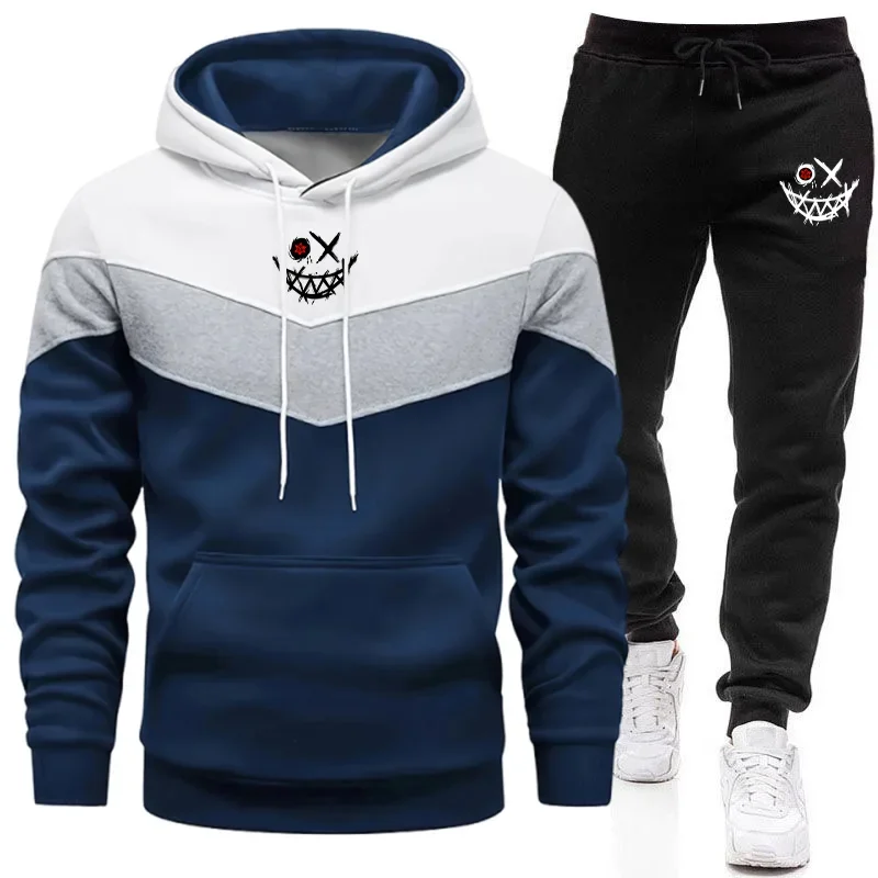 

Men Tracksuit Autumn Winter Quality Hot Sale Fashion Hoodie Tricolor Single Sweatshirt and Pants Daily Man Comfort Casual Sports