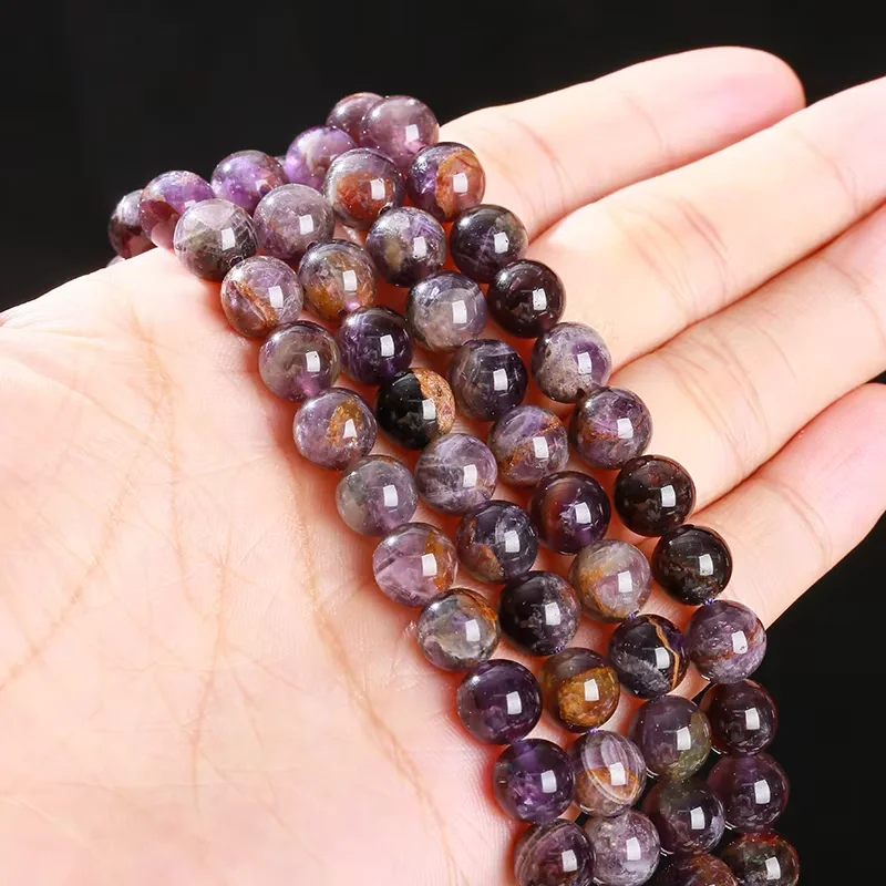 6 8 10mm Natural Stone Ghost Amethyst Beads Round Loose Spacer Bead For Jewelry Making Diy Necklace Bracelet Accessory Wholesale