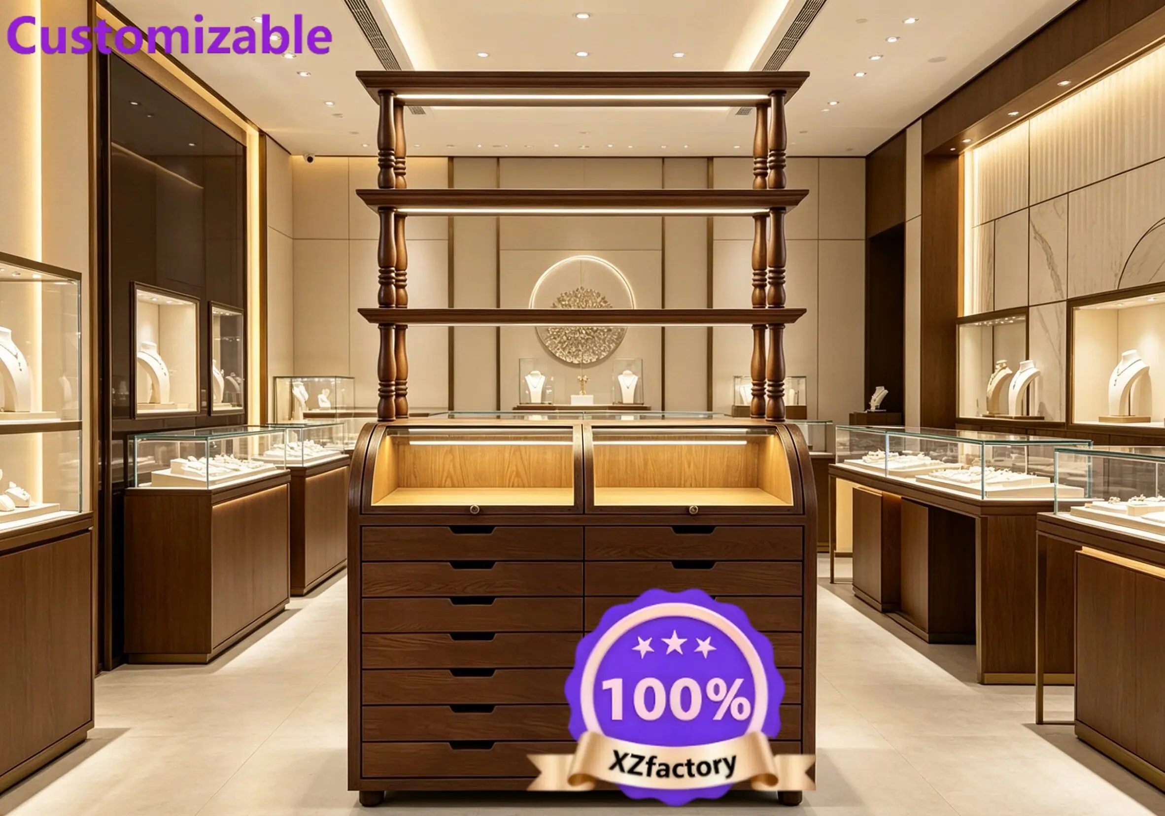 Factory Direct 2026 Vintage Jewelry Display Cabinet Medieval Antique Jade Display Cabinet Crystal Jade Curved Glass Display Cabi