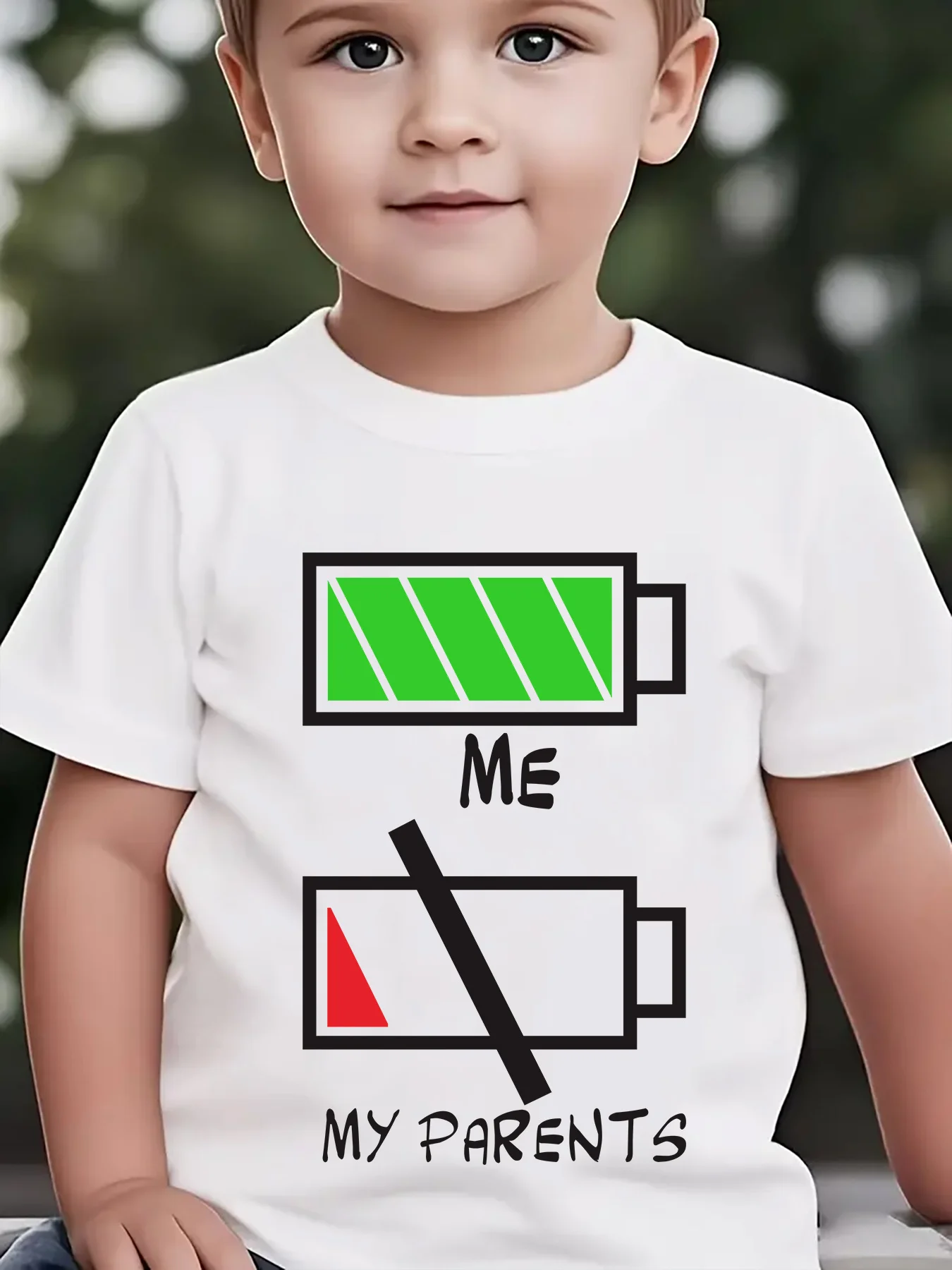 Full Low Battery Me Parents Funny Graphic Family Matching Cotton Tees Short Sleeve Tops For Mom Dad Boys Girls Daily Wear
