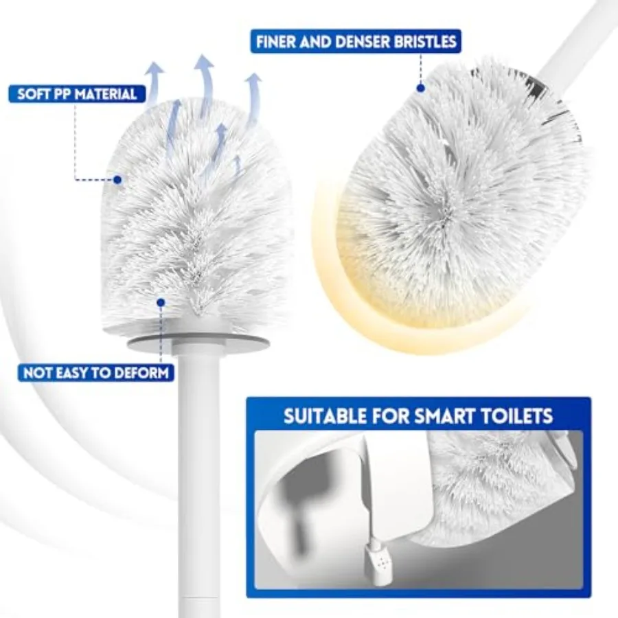 Toilet Bowl Brush and Holder Set, Compact Toilet Scrubber Brush for RV and Bathroom Cleaning, Durable Classic 360°PP Bristle, D view 4