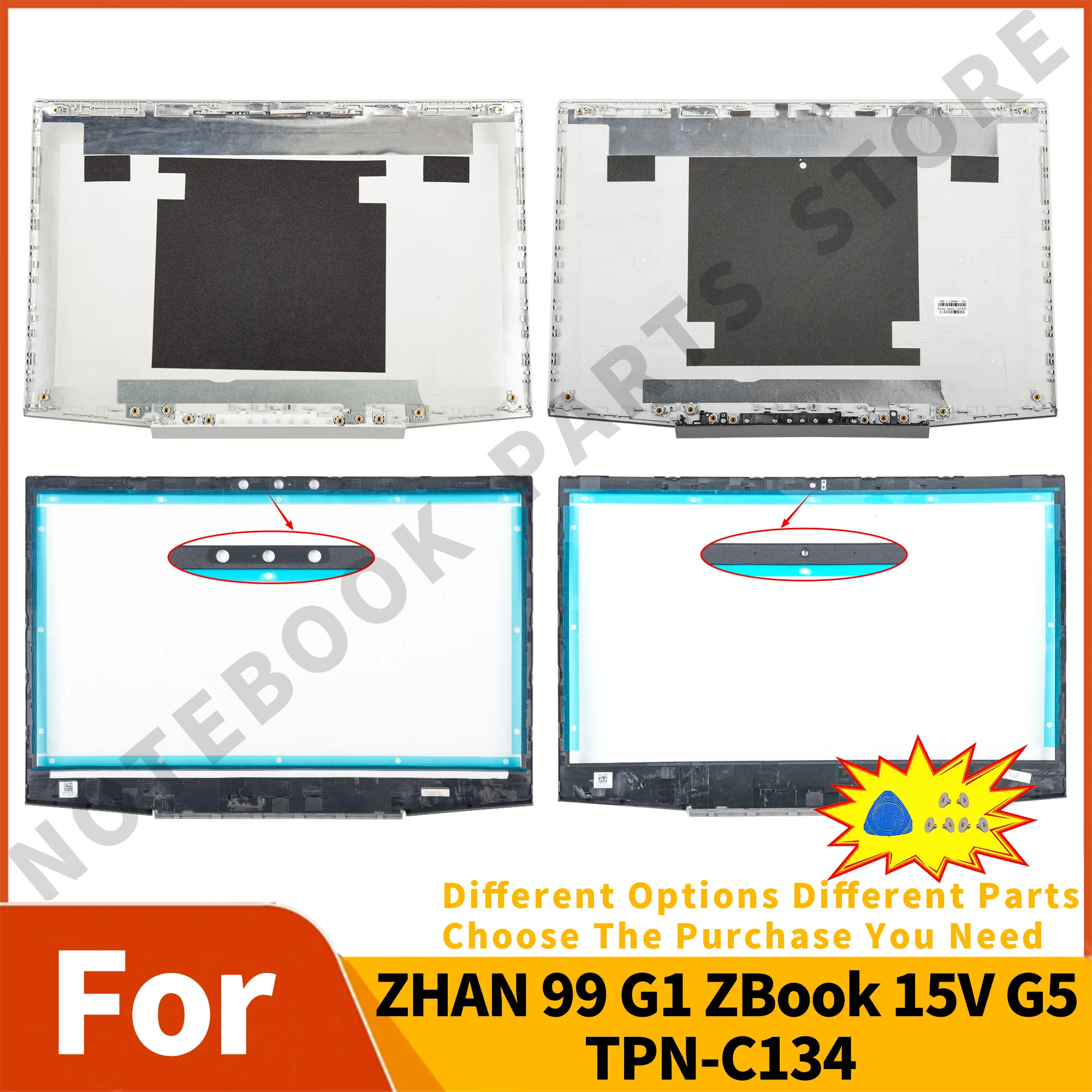 حافظة كمبيوتر لهاتف ZHAN 99 G1 ZBook 15v G5 TPN-C134 L25084-001 L31178-001 إطار الغطاء العلوي أجزاء بلاستيكية فضي/رمادي
