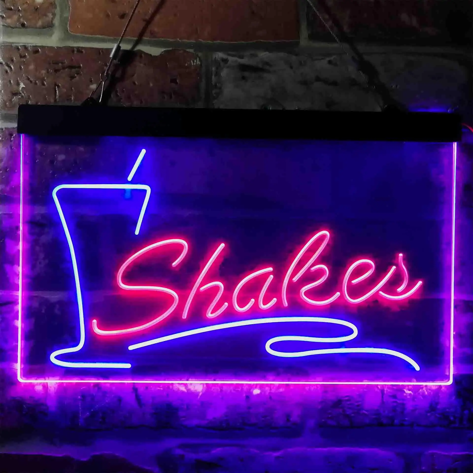 

Shakes. with Drink Dual Color Led Neon Sign st6-i3752