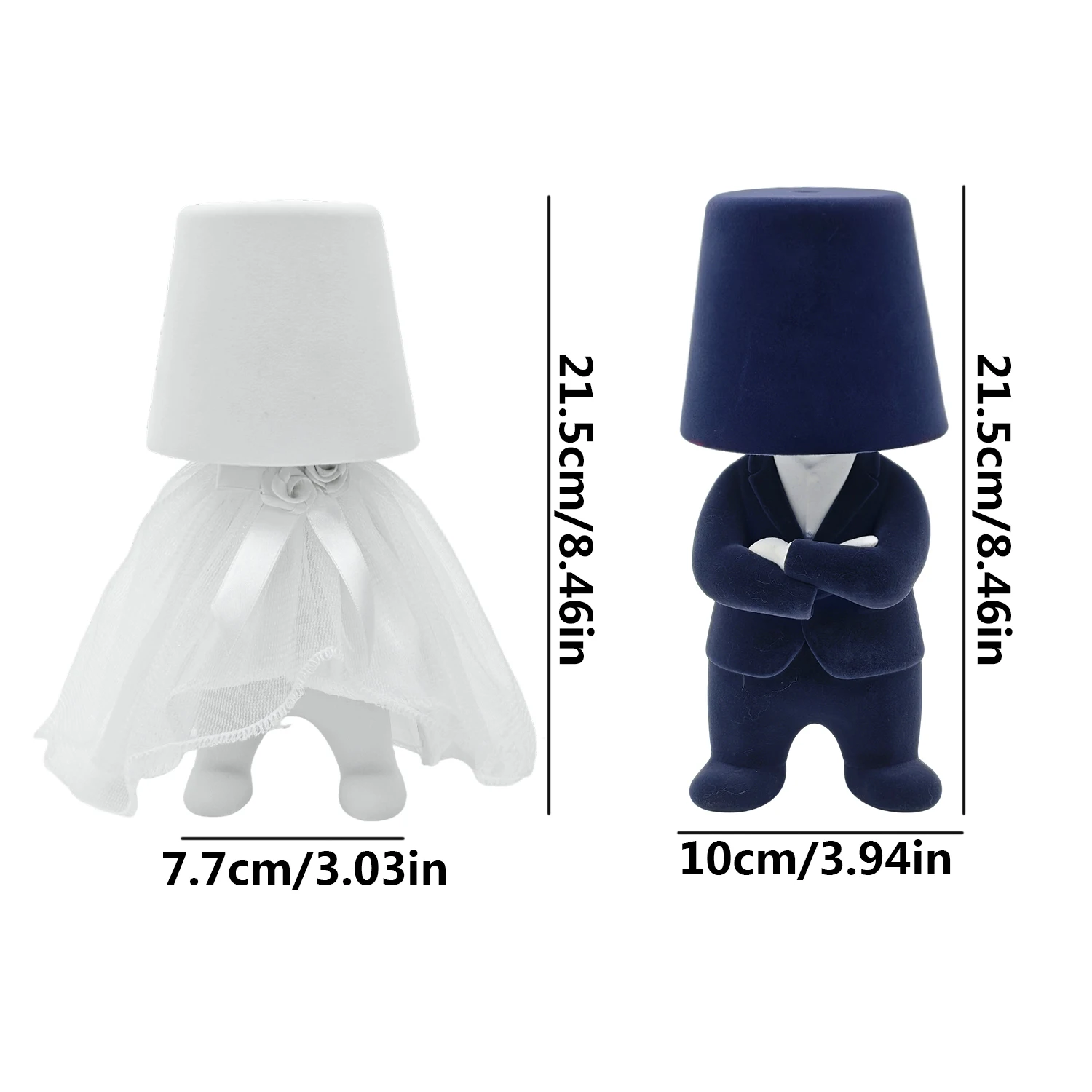 Creative couple shaped desk lamp, charging touch controlled night light, wedding setting, wedding partner gift