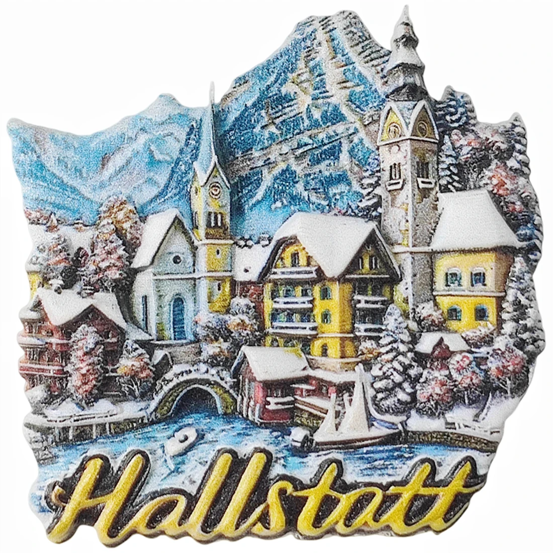 3D Hallstatt Austria Fridge Magnet Souvenir Gift,Resin Handmade Hallstatt Refrigerator Magnet Home Decoration Collection