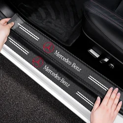 4pcs Carbon Fiber Anti Scratch Scuff Pedal Car Door Sill Protector Stickers For Mercedes Benz AMG W124 W202 W203 W204 W210 W211