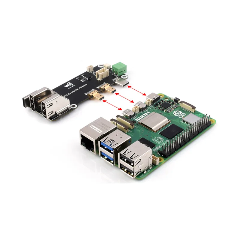 

Плата адаптера Raspberry Pi 5 4B Micro HDMI в HDMI, двойной выход 4K с клеммной колодкой, многофункциональный преобразователь