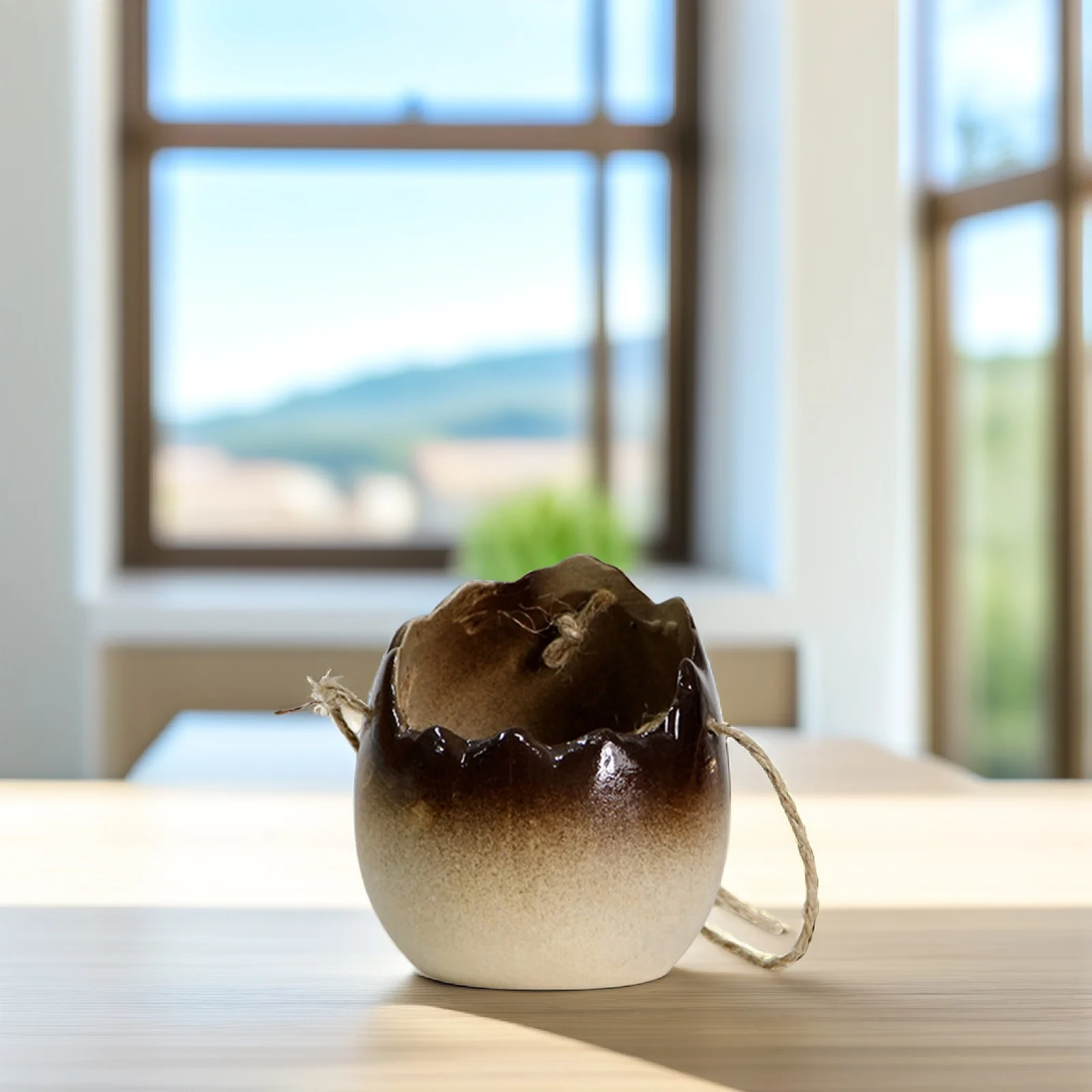 

Hanging Flower Pot with Rope for Herbs Ferns and Succulents Mountable Ceramic Planter for Garden Balcony Indoor Plant Display