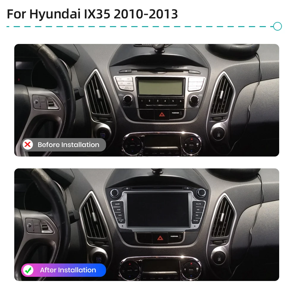 Car DVD Multimedia Player Android 12 CarPlay Auto GPS Navigation 4G WiFi DSP Stereo Radio Bluetooth For Hyundai IX35 2010-2013