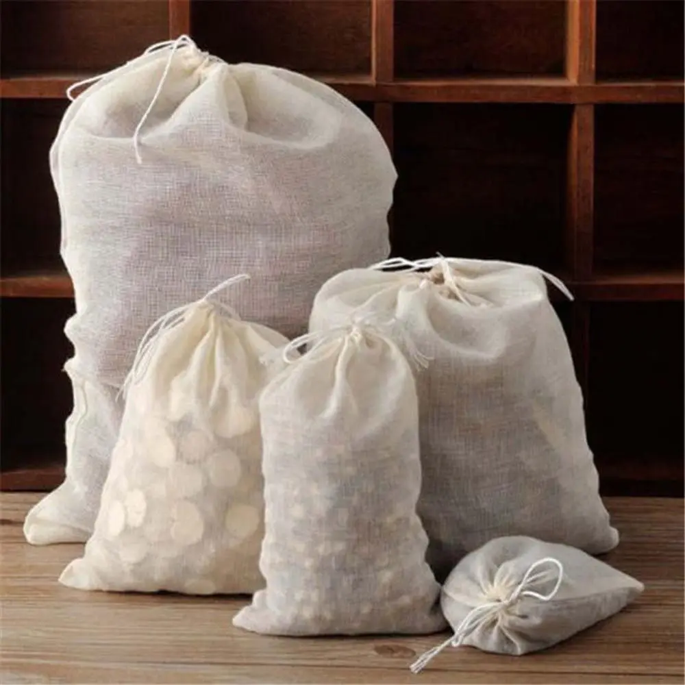 25*20CM Drawstring Reusable Herbs Tea Muslin Bags Filters