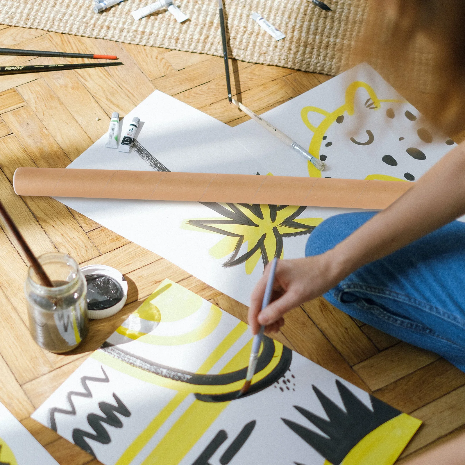 Tubi postali Kraft Tubo portaoggetti per poster portatile per stampe di opere d'arte Carta da disegno Custodia per trasporto di documenti Rotoli di spedizione