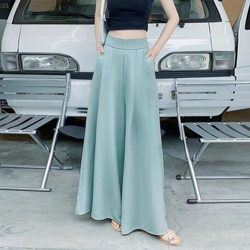2024 Woman Clothing Trend Large Hem Wide Leg Skirt Pants Casual  Women\'s Pants Elegant Basic High Waisted Office Lady Trousers