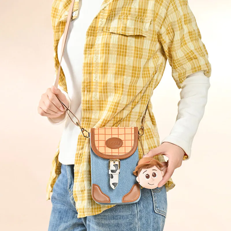 

Оригинальная сумка-кроссбоди Disney Toy Story Woody из денима с плюшевым брелоком, универсальная, для повседневного использования, для прогулок, для покупок, подарок для девочки