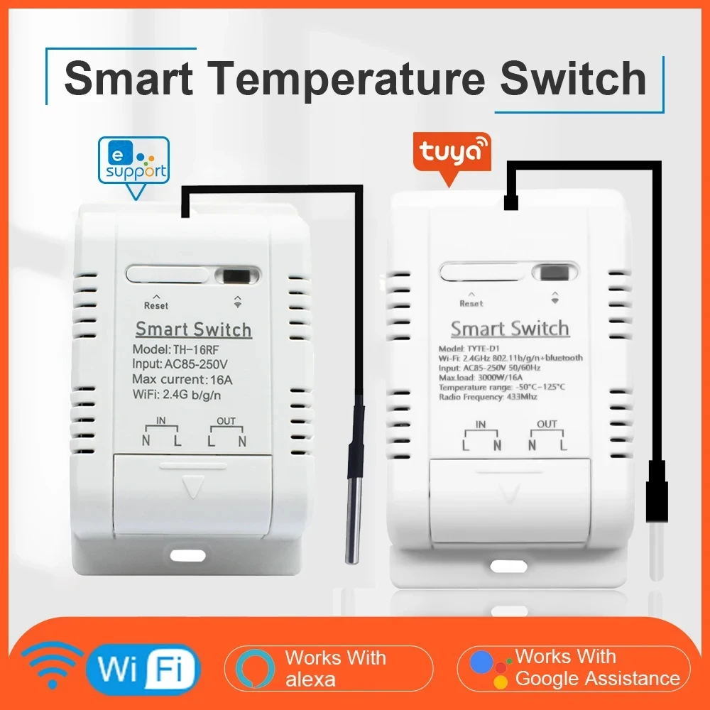 Wifi Temperature Sensor Tuya eWelink Smart Wifi Rf433 Intelligent Thermostat Temperature Switch 16A Works With Alexa Google Home