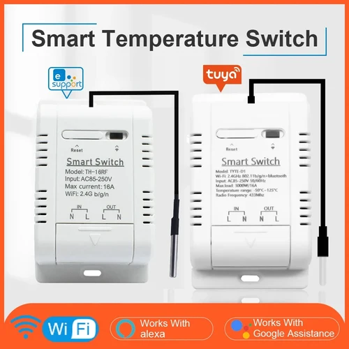 Imagen 1 del producto Sensor de temperatura wifi Tuya eWelink Smart Wifi Rf433 Termostato inteligente Interruptor de temperatura 16A Funciona con Alexa Google Home.