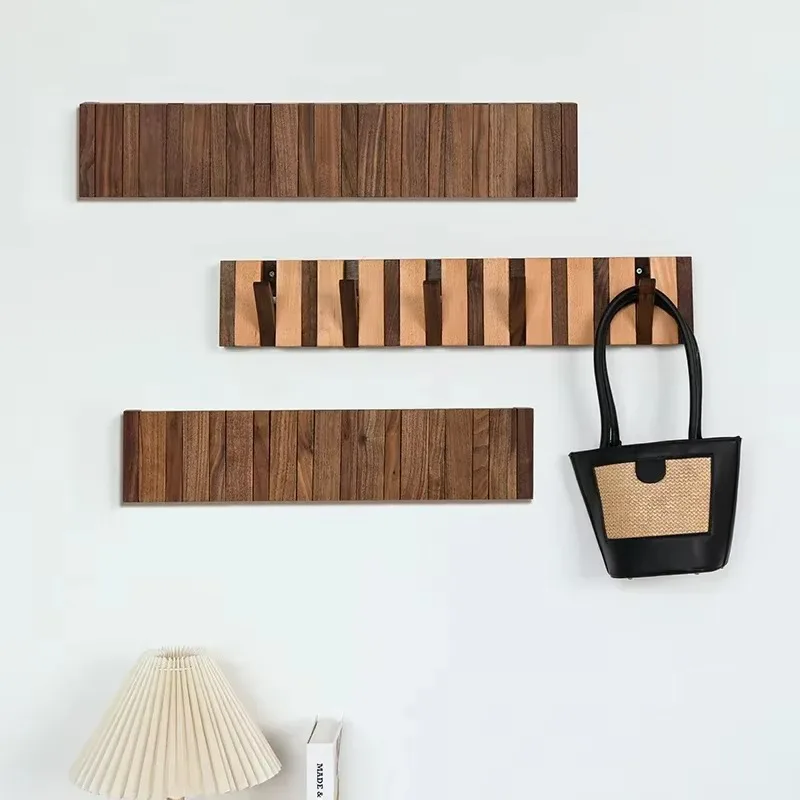 New Solid Wood No Punch Wall Coat Rack, Entryway Hats Keys Organizer Hanger with Hooks for Hallway Entrance Home Furniture