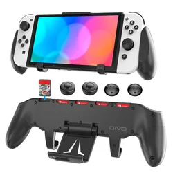 OIVO for Switch/Switch OLED Grip Holder Adjustable Stand Handle Asymmetrical Controller Holder 5 Card Slots for N-Switch & OLED