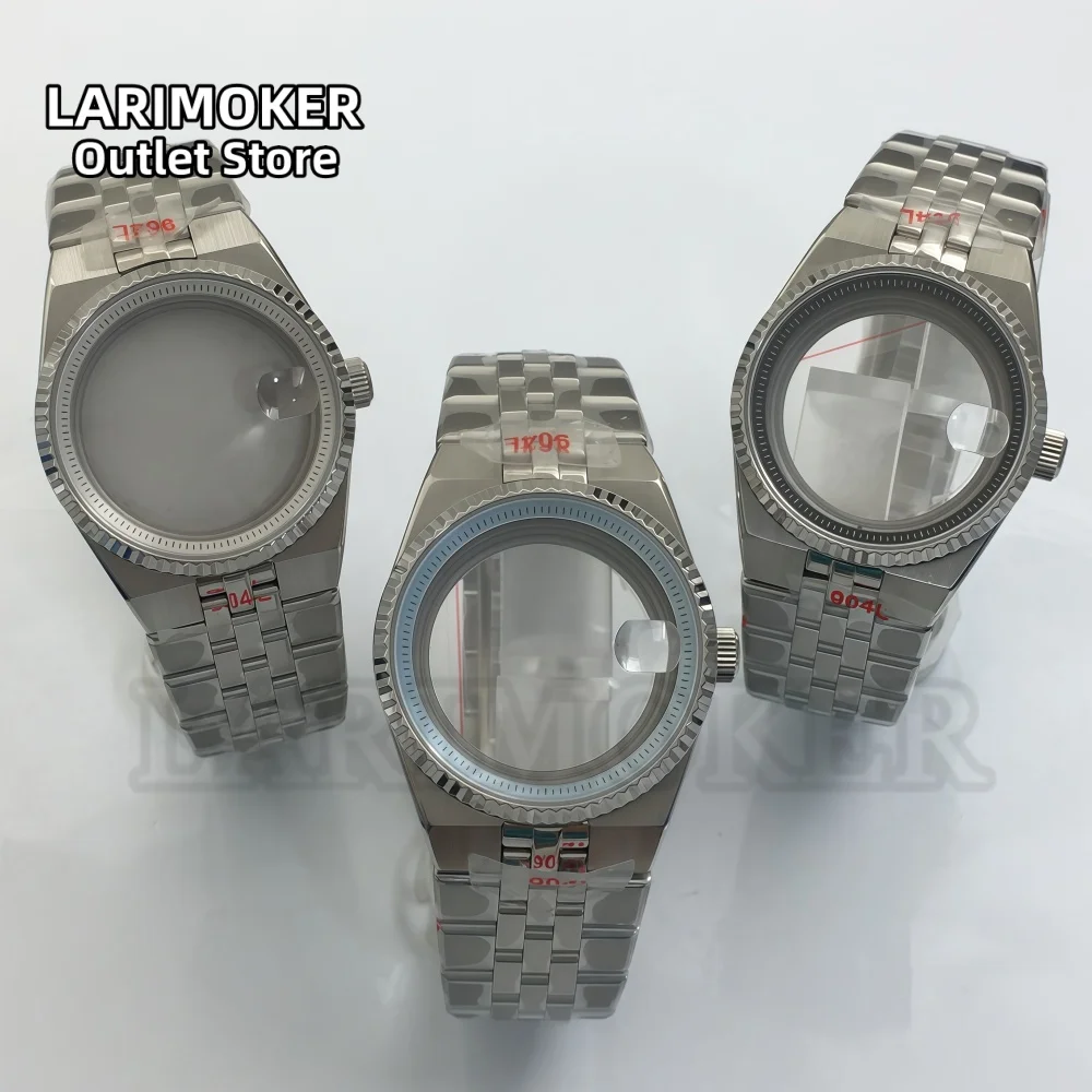 LARIMOKER 36MM/40MM lunette cannelée boîtier en acier inoxydable cercle d'ombre intérieur verre saphir étanche pour boîtier de montre de mouvement NH35