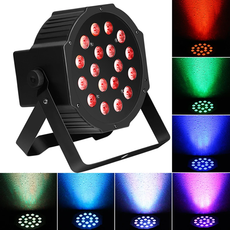 Imagem -06 - Full Color Led Flat Par Luz Som Ativado Controle Dmx512 dj Disco Bar Festa Palco Show de Luzes 18x3w