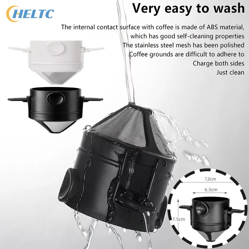 Foldable Portable Coffee Filter Coffee Maker Stainless Steel Drip Coffee Tea Holder Reusable Paperless Pour Over Coffee Dripper