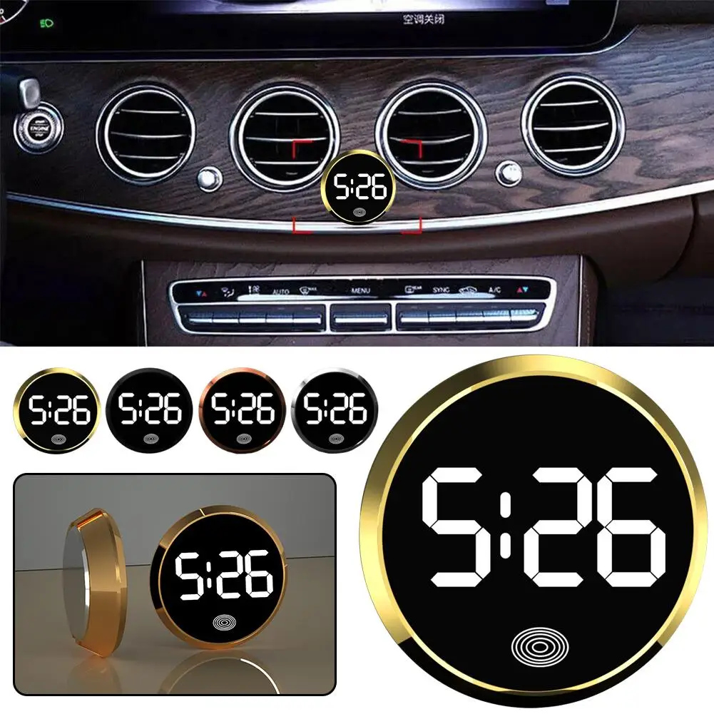 Car Luminous Car Clock Touch Type ABS Black Vehicle Ornament Interior Watch Fashion Accesorios Auto E8O6