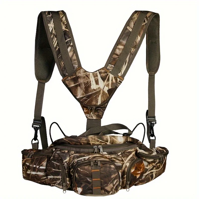 Outdoor camouflage waist bag, sports bag, wear-resistant double shoulder camouflage backpack, velvet tactical bag