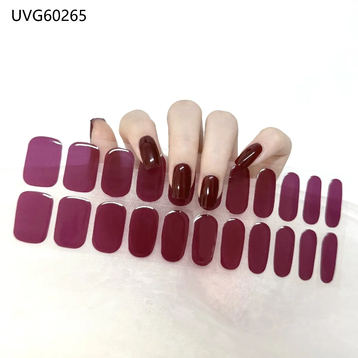 22Tips UV Semi-Cured Gel Nail Sticker Slider Adhesive Waterproof Long Lasting Full Cover Gel Nail Stickers UV Lamp Need