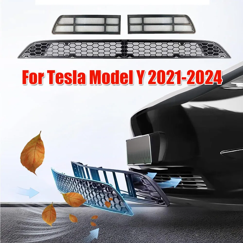 Front Grille Mesh Inserts for Tesla Model Y 2021-2024, Grille Grid Inserts compatible with Tesla Model Y Accessories
