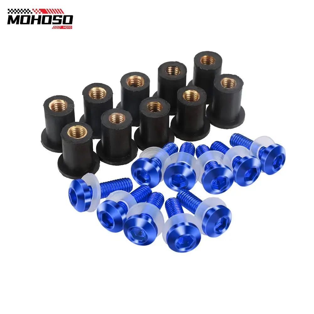 10PCS M5 Motorcycle Windscreen Windshield Bolt Screws Nut Fastener For Yamaha YZF R1 R6 R7 600R 750R 1000R FZ1 FZ6 FZ6R FJR1300