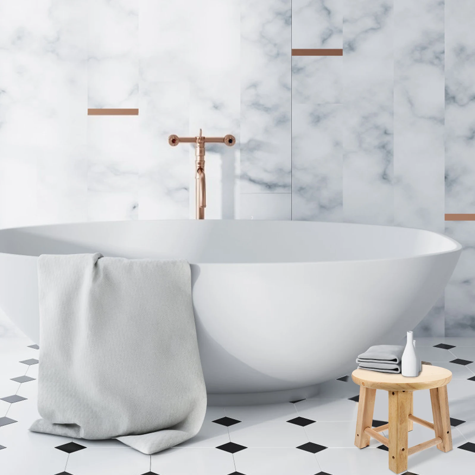 Runder kleiner niedriger Anti-Rutsch-Fußhocker aus massivem Holz, leichter Toilettenhocker für zu Hause, stabile Beine, verstärktes Design, Badezimmerschuh