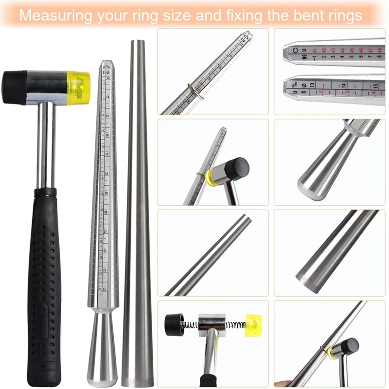 Jewelry Ring Sizer Tools Set Including Ring Mandrel Sizer, Measuring Stick More Tools For Jewelry Making Crafts Durable