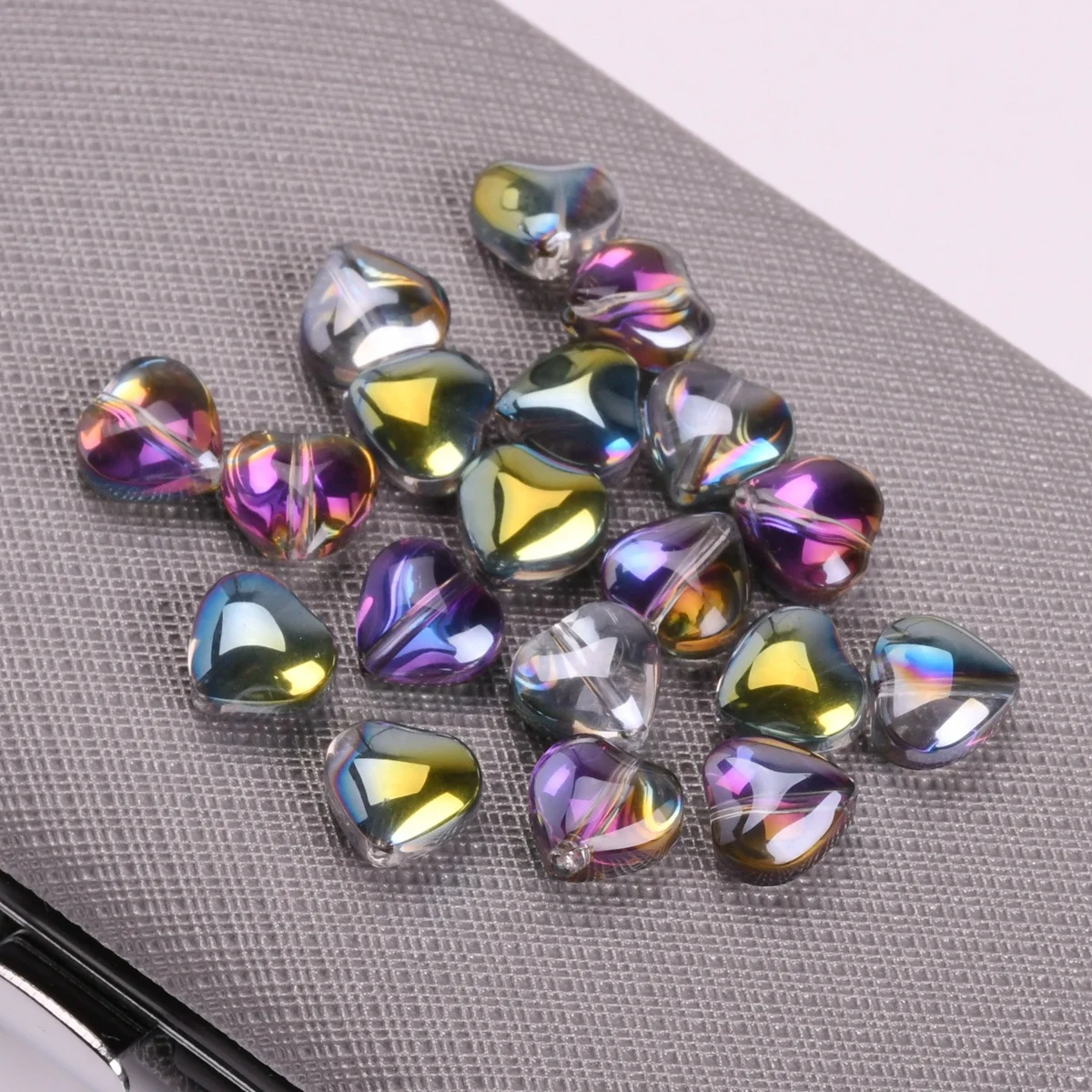 20pcs 8mm Heart Shape Colorful Plated Crystal Glass Loose Beads For Jewelry Making DIY Crafts Findings