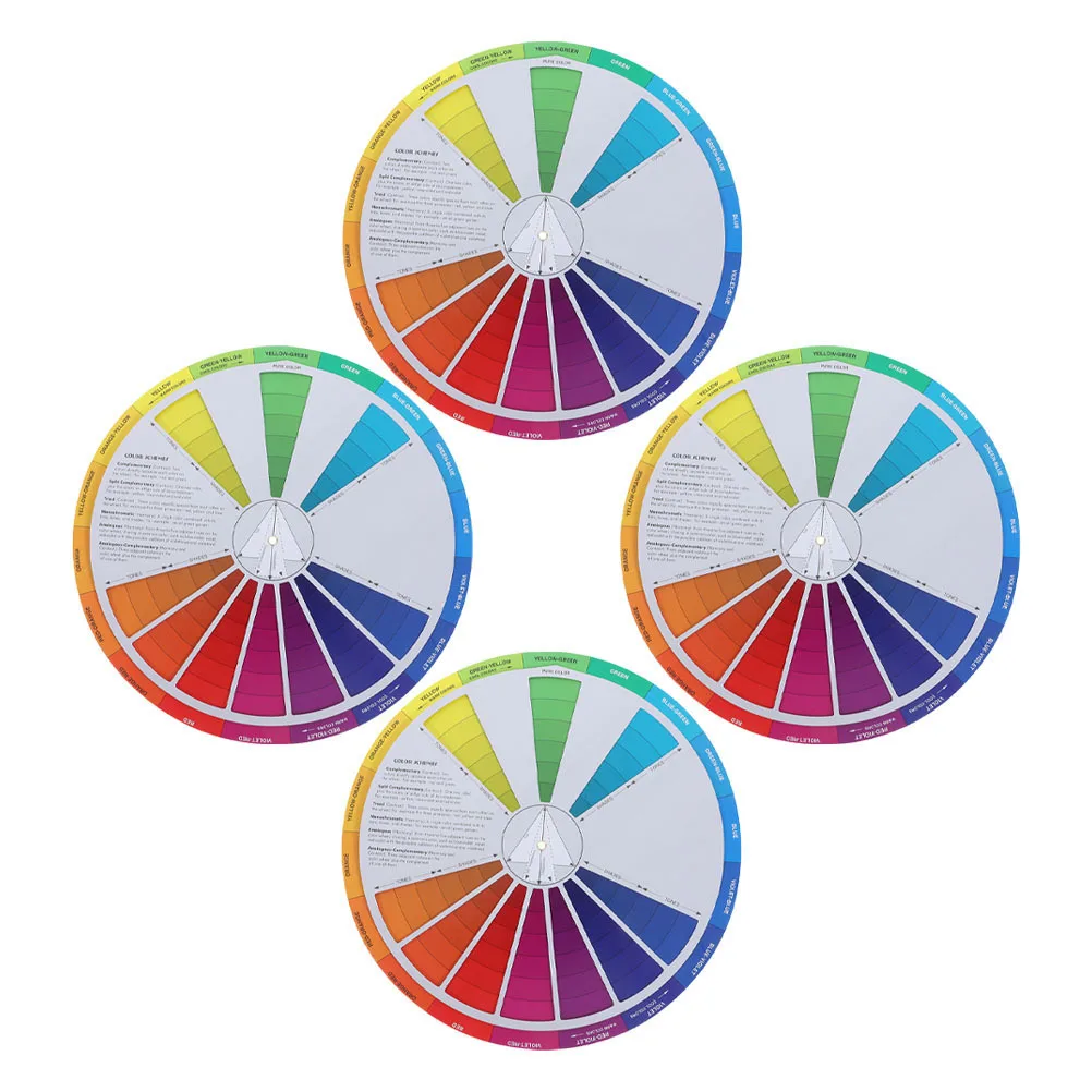 

4pcs Wheel Gradient Mixing Guide Compact Paint Learning Tool For Artists Designers Nail Art Chart Rotatable Color Wheel