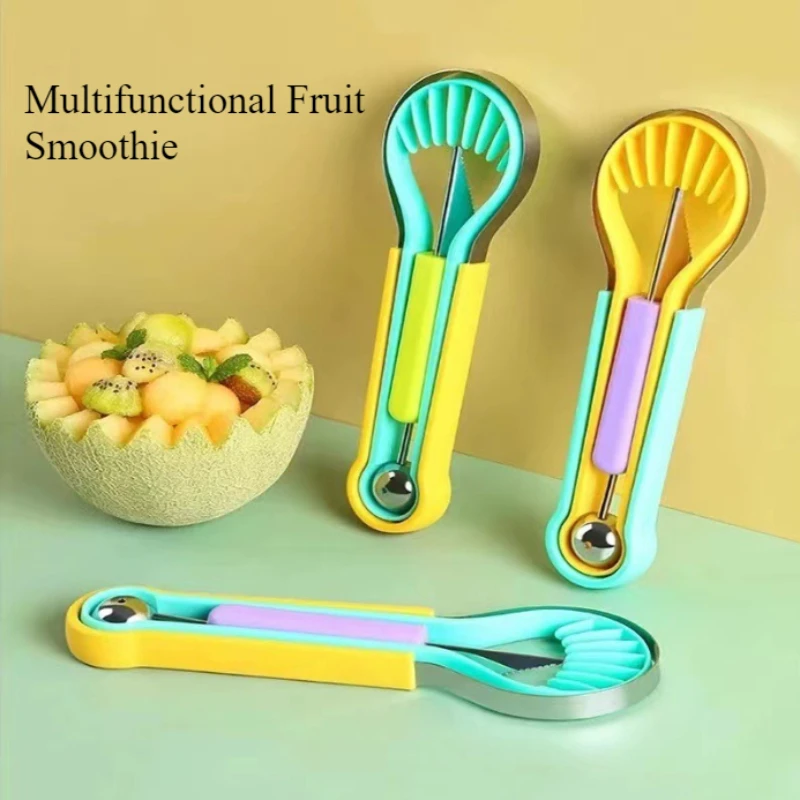 Multifunctional Fruit Slush Scoop Stainless Steel WatermelonScoopDouble-headed Fruit Carving Tool forFruit and Vegetable Carving