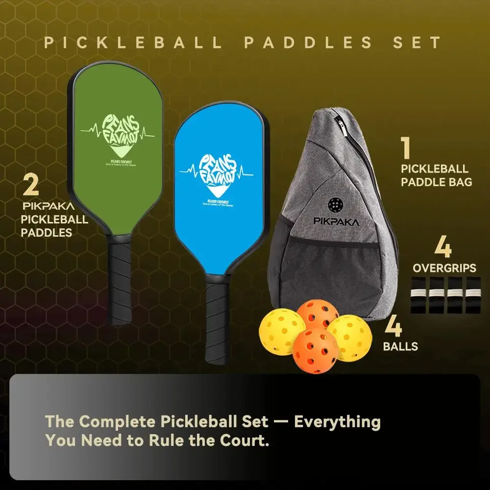 Pickleball مجداف مجموعة خفيفة الوزن الألياف الزجاجية 13 مللي متر العسل الأساسية مضرب دائم مع كرات حقيبة شريط لحام رسائل الحب الإبداعية #1