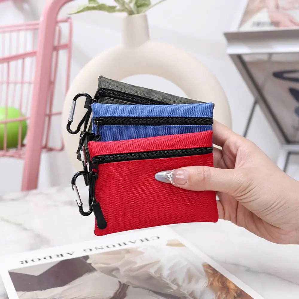Fashion Korean Style Ox Cloth Coin Purse Solid Color Zipper Small Item Bag Coin Purse Card Bag Card Storage Bag Men