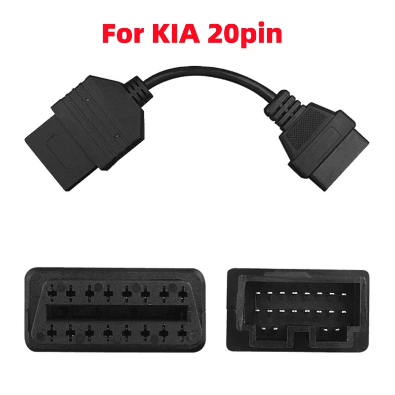 OBD2 Diagnostic Cable For KIA 20Pin to OBD2 16Pin Auto OBD Diagnostic Connector Adapter Surpport K-Line Engine Diagnosis