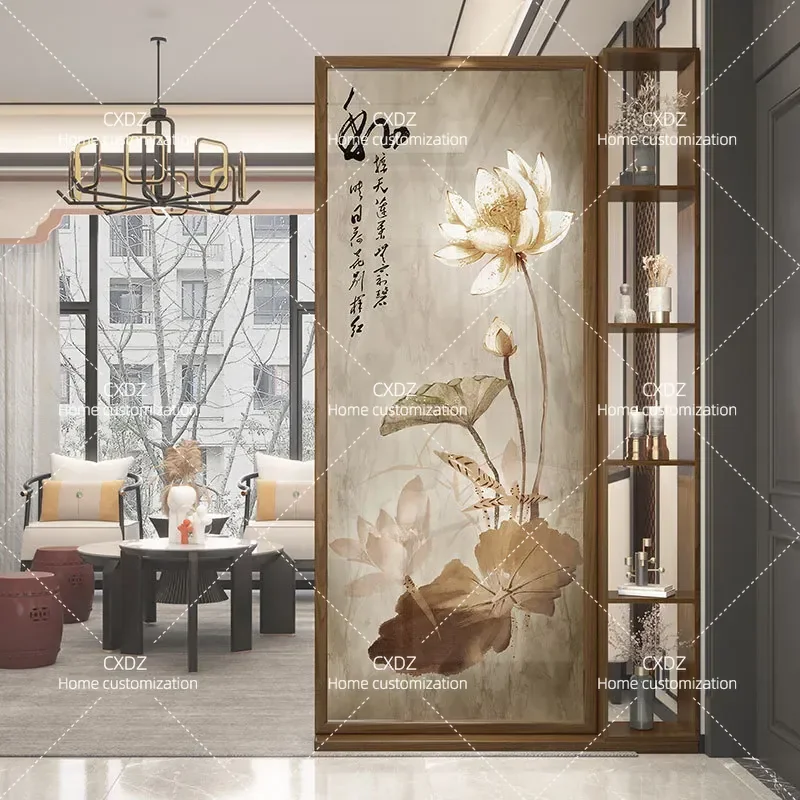 New Chinese Style Solid Wood Screen Partition Porch Cabinet Living Room Entryway Storage Hall Console Household Bedroom