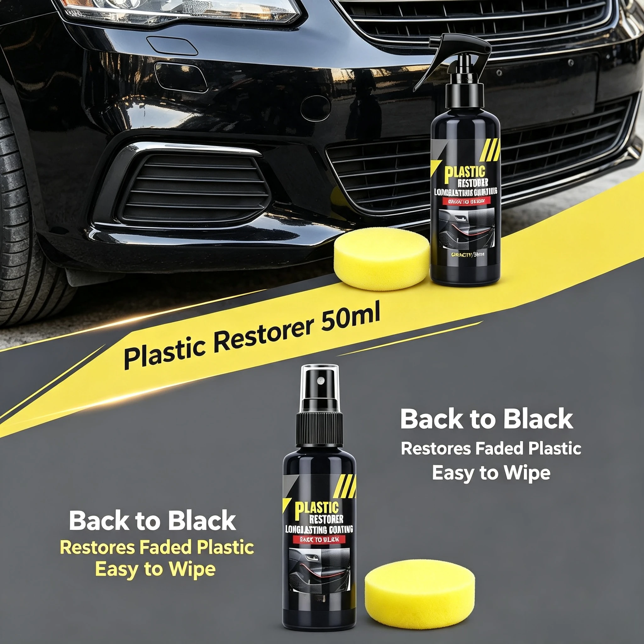 Trim Restorer Plastic - 50ml Car Plastic Restorer Back To